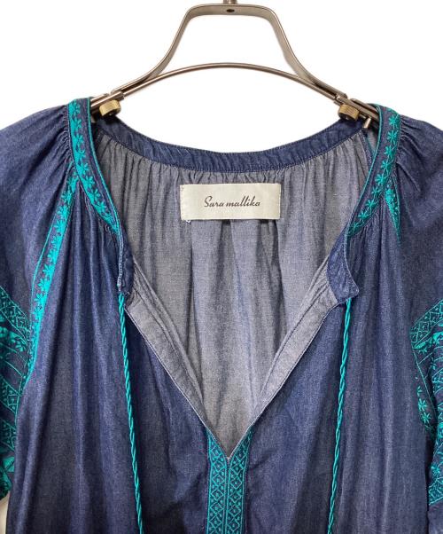 sara mallika（サラマリカ）sara mallika (サラマリカ) 半袖ワンピース インディゴ×ブルー サイズ:記載無しの古着・服飾アイテム
