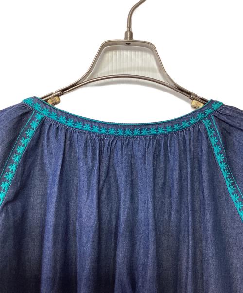 sara mallika（サラマリカ）sara mallika (サラマリカ) 半袖ワンピース インディゴ×ブルー サイズ:記載無しの古着・服飾アイテム
