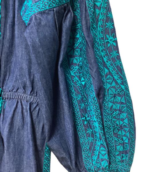 sara mallika（サラマリカ）sara mallika (サラマリカ) 半袖ワンピース インディゴ×ブルー サイズ:記載無しの古着・服飾アイテム