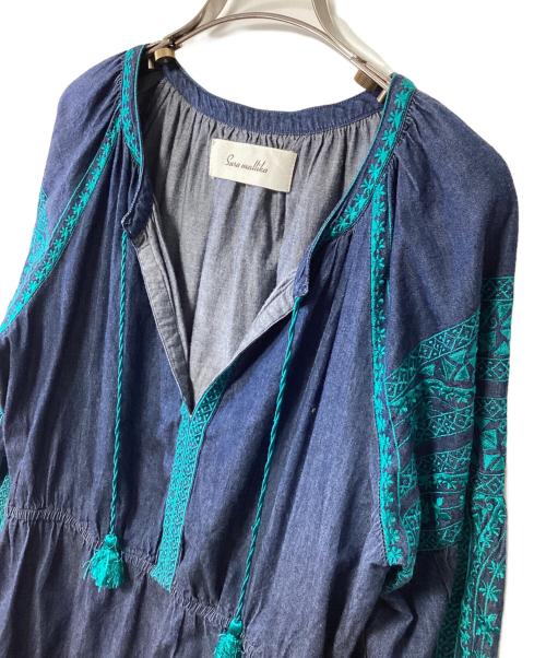 sara mallika（サラマリカ）sara mallika (サラマリカ) 半袖ワンピース インディゴ×ブルー サイズ:記載無しの古着・服飾アイテム