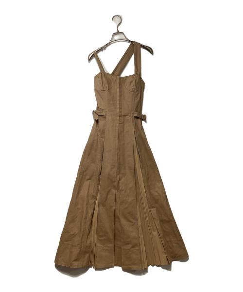 CASA FLINE（カーサフライン）CASA FLINE (カーサフライン) フロントホックプリーツワンピース ブラウン サイズ:Fの古着・服飾アイテム