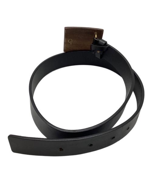 GUCCI（グッチ）GUCCI (グッチ) ウッドスクエアバックルベルト ブラック×ブラウンの古着・服飾アイテム