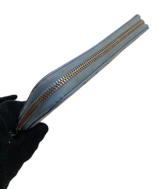 GUCCI（グッチ）GUCCI (グッチ) ラウンドジップウォレット　GGキャンバス ベージュ×ブルーの古着・服飾アイテム