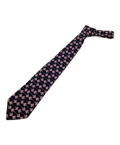 CHANEL（シャネル）CHANEL (シャネル) シルクネクタイ ネイビー×ピンク サイズ:記載無しの古着・服飾アイテム