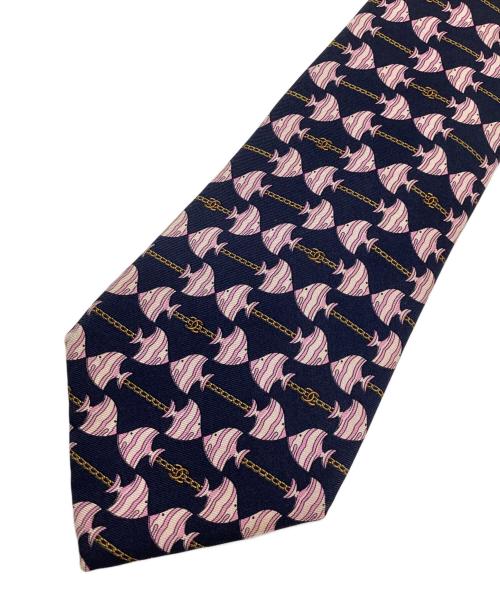 CHANEL（シャネル）CHANEL (シャネル) シルクネクタイ ネイビー×ピンク サイズ:記載無しの古着・服飾アイテム