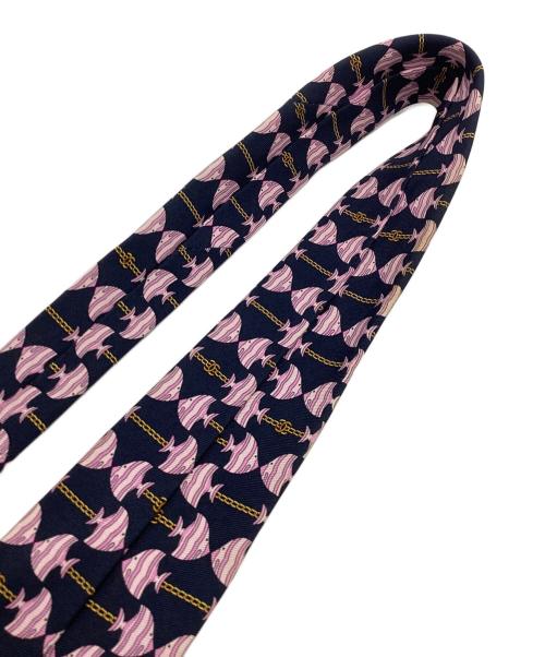 CHANEL（シャネル）CHANEL (シャネル) シルクネクタイ ネイビー×ピンク サイズ:記載無しの古着・服飾アイテム