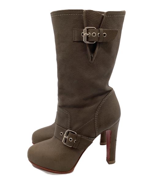 Christian Louboutin（クリスチャン・ルブタン）Christian Louboutin (クリスチャン・ルブタン) ヒールブーツ ベージュ サイズ:37の古着・服飾アイテム