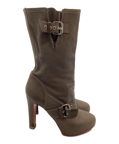 Christian Louboutin（クリスチャン・ルブタン）Christian Louboutin (クリスチャン・ルブタン) ヒールブーツ ベージュ サイズ:37の古着・服飾アイテム