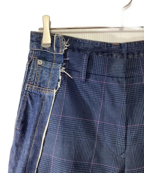sacai（サカイ）sacai (サカイ) ドッキングデニムパンツ インディゴ×ネイビー サイズ:2の古着・服飾アイテム