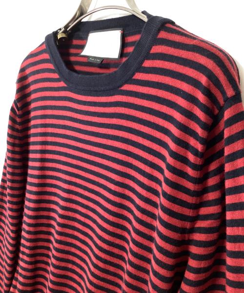 GUCCI（グッチ）GUCCI (グッチ) 薄手ニット レッド×ネイビー サイズ:Lの古着・服飾アイテム