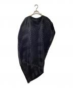 ISSEY MIYAKEイッセイミヤケ）の古着「プリーツアシンメトリーボーダーチュニック」｜ブラック