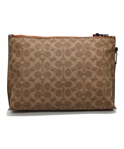 COACH（コーチ）COACH (コーチ) セカンドバッグ　	シグネチャー ベージュ×グリーン×オレンジの古着・服飾アイテム