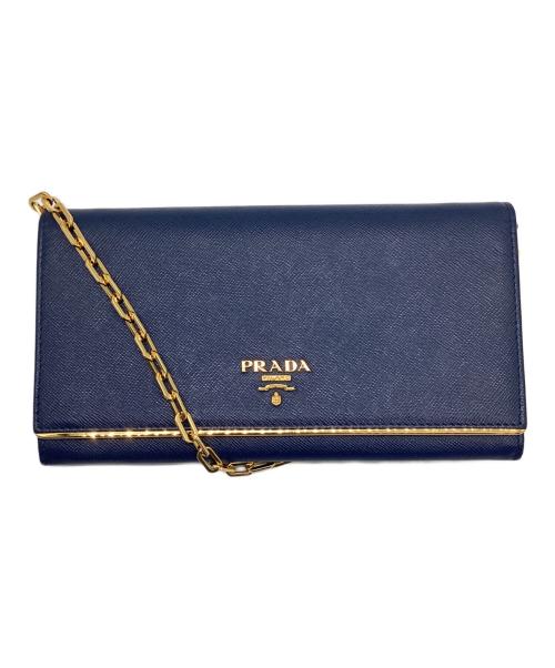 PRADA（プラダ）PRADA (プラダ) チェーンショルダーバッグ　サフィアーノ ブルーの古着・服飾アイテム