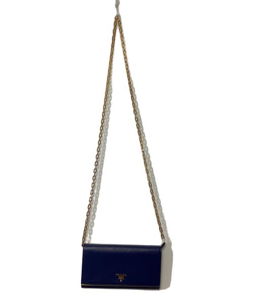 PRADA（プラダ）PRADA (プラダ) チェーンショルダーバッグ　サフィアーノ ブルーの古着・服飾アイテム