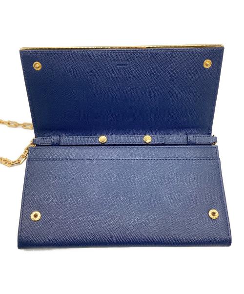 PRADA（プラダ）PRADA (プラダ) チェーンショルダーバッグ　サフィアーノ ブルーの古着・服飾アイテム