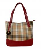 Burberry'sバーバリー）の古着「トートバッグ　ノバチェック」｜ベージュ×レッド