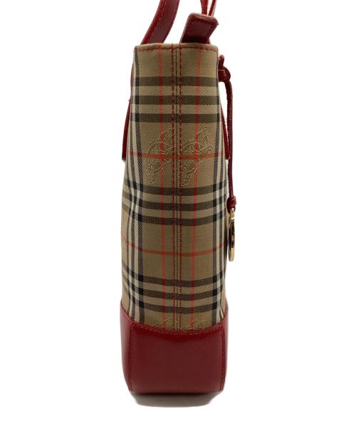 Burberry's（バーバリー）Burberry's (バーバリーズ) トートバッグ　ノバチェック ベージュ×レッドの古着・服飾アイテム