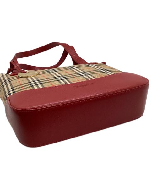 Burberry's（バーバリー）Burberry's (バーバリーズ) トートバッグ　ノバチェック ベージュ×レッドの古着・服飾アイテム