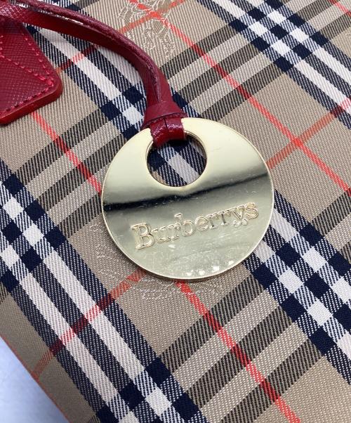 Burberry's（バーバリー）Burberry's (バーバリーズ) トートバッグ　ノバチェック ベージュ×レッドの古着・服飾アイテム
