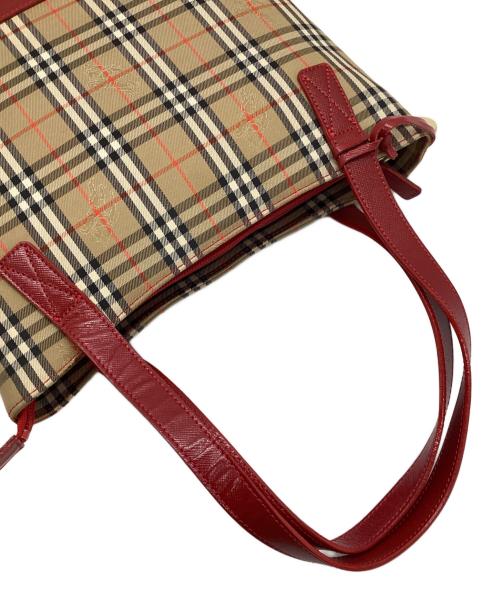 Burberry's（バーバリー）Burberry's (バーバリーズ) トートバッグ　ノバチェック ベージュ×レッドの古着・服飾アイテム