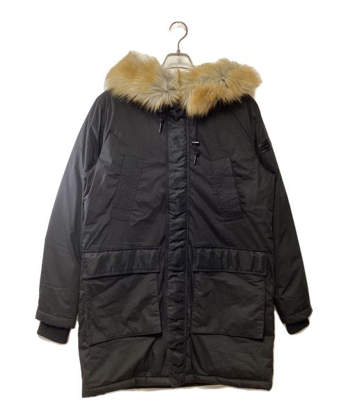 DIESEL（ディーゼル）DIESEL (ディーゼル) ファー付きモッズコート ブラック サイズ:Mの古着・服飾アイテム