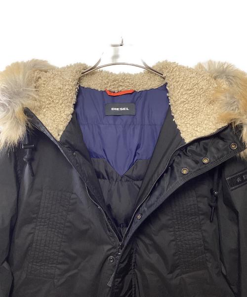 DIESEL（ディーゼル）DIESEL (ディーゼル) ファー付きモッズコート ブラック サイズ:Mの古着・服飾アイテム