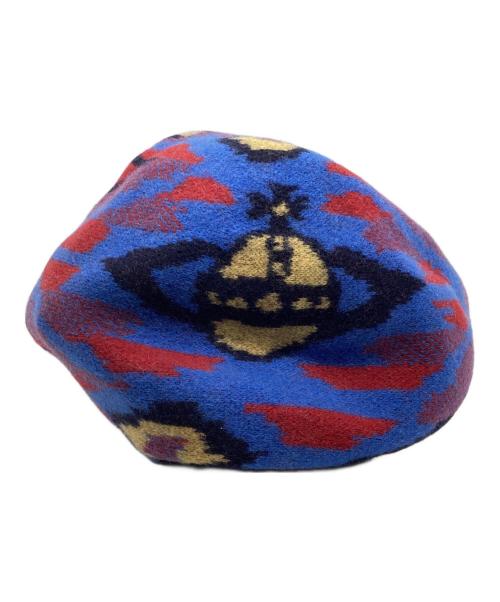 Vivienne Westwood（ヴィヴィアンウエストウッド）Vivienne Westwood (ヴィヴィアンウエストウッド) ベレー帽 ネイビー×レッド×パープル サイズ:S~Mの古着・服飾アイテム