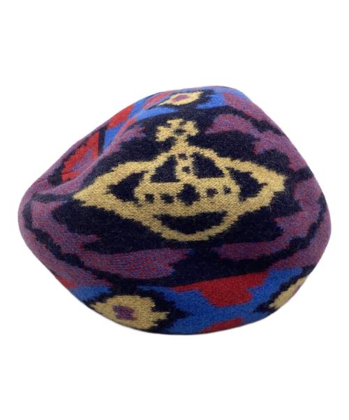 Vivienne Westwood（ヴィヴィアンウエストウッド）Vivienne Westwood (ヴィヴィアンウエストウッド) ベレー帽 ネイビー×レッド×パープル サイズ:S~Mの古着・服飾アイテム