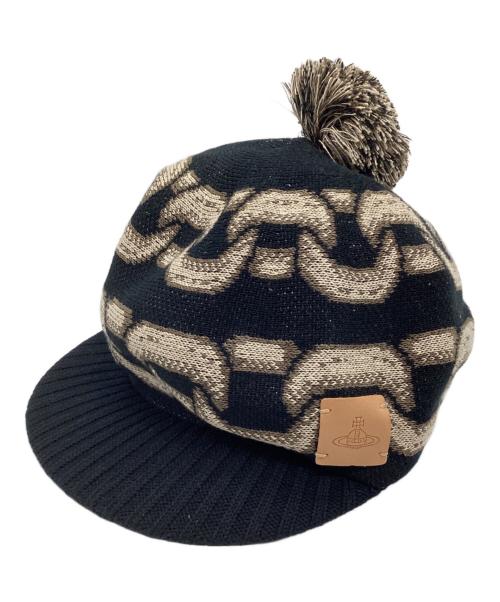 Vivienne Westwood（ヴィヴィアンウエストウッド）Vivienne Westwood (ヴィヴィアンウエストウッド) ニットキャスケット ベージュ×ブラック サイズ:S~Mの古着・服飾アイテム