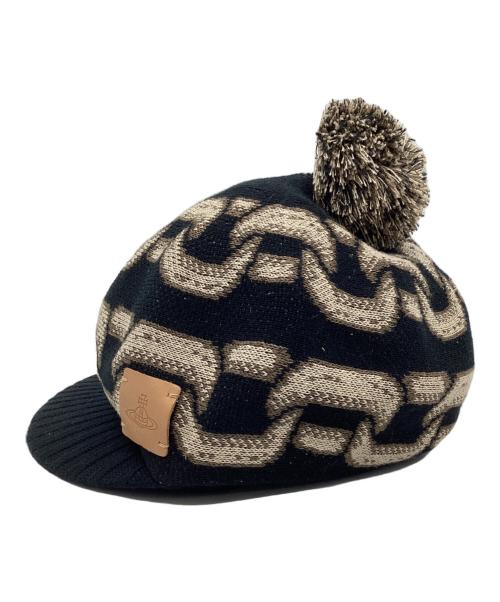 Vivienne Westwood（ヴィヴィアンウエストウッド）Vivienne Westwood (ヴィヴィアンウエストウッド) ニットキャスケット ベージュ×ブラック サイズ:S~Mの古着・服飾アイテム