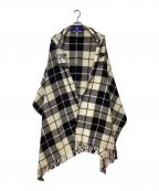BURBERRY BLUE LABELバーバリーロンドンブルーレーベル）の古着「ロゴ刺繍ポンチョ」｜ホワイト×ブラック