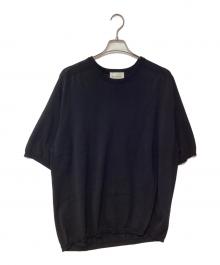 STILL BY HAND（スティルバイハンド）の古着「Half sleeve knit t-shirt」｜ブラック