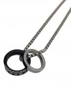 DIESELディーゼル）の古着「ダブルリングモチーフネックレス」｜シルバーカラー×ブラック