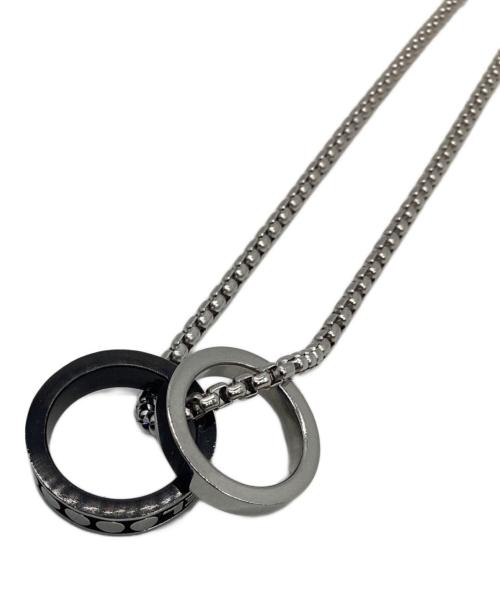 DIESEL（ディーゼル）DIESEL (ディーゼル) ダブルリングモチーフネックレス シルバーカラー×ブラックの古着・服飾アイテム