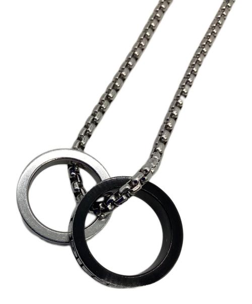 DIESEL（ディーゼル）DIESEL (ディーゼル) ダブルリングモチーフネックレス シルバーカラー×ブラックの古着・服飾アイテム