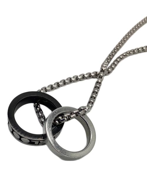DIESEL（ディーゼル）DIESEL (ディーゼル) ダブルリングモチーフネックレス シルバーカラー×ブラックの古着・服飾アイテム