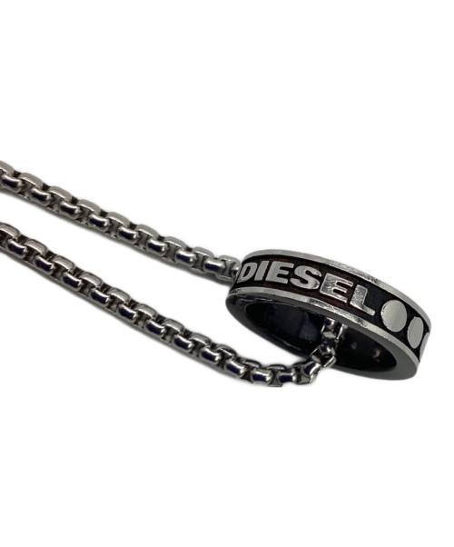 DIESEL（ディーゼル）DIESEL (ディーゼル) ダブルリングモチーフネックレス シルバーカラー×ブラックの古着・服飾アイテム