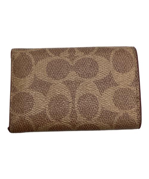 COACH（コーチ）COACH (コーチ) ミニ トライフォールド ウォレット ベージュ×ブラウンの古着・服飾アイテム