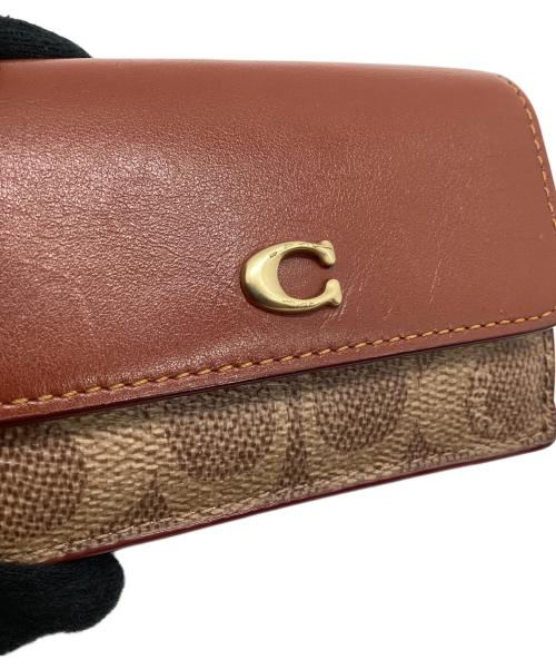 COACH（コーチ）COACH (コーチ) ミニ トライフォールド ウォレット ベージュ×ブラウンの古着・服飾アイテム