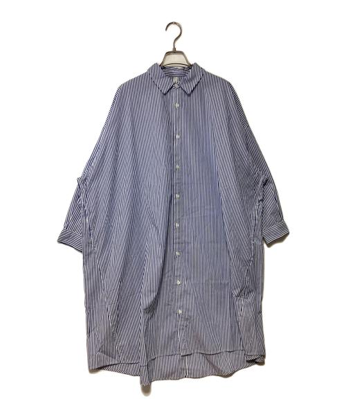 CLIP.TAB（クリップタブ）CLIP.TAB (クリップタブ) シャツワンピース ブルー×ホワイト サイズ:2 未使用品の古着・服飾アイテム