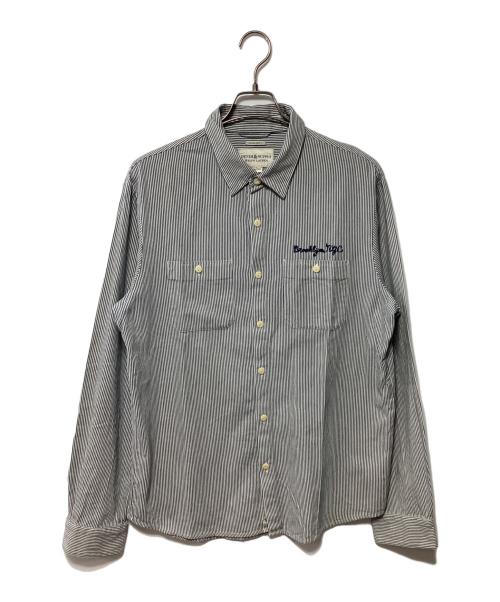 RALPH LAUREN（ラルフローレン）RALPH LAUREN (ラルフローレン) ストライプシャツ ネイビー×ホワイト サイズ:Lの古着・服飾アイテム