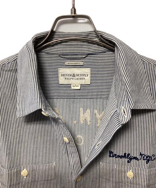 RALPH LAUREN（ラルフローレン）RALPH LAUREN (ラルフローレン) ストライプシャツ ネイビー×ホワイト サイズ:Lの古着・服飾アイテム