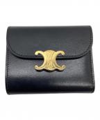 CELINEセリーヌ）の古着「3つ折り財布　トリオンフ」｜ブラック