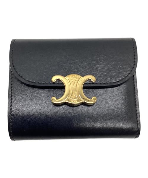CELINE（セリーヌ）CELINE (セリーヌ) 3つ折り財布　トリオンフ ブラックの古着・服飾アイテム