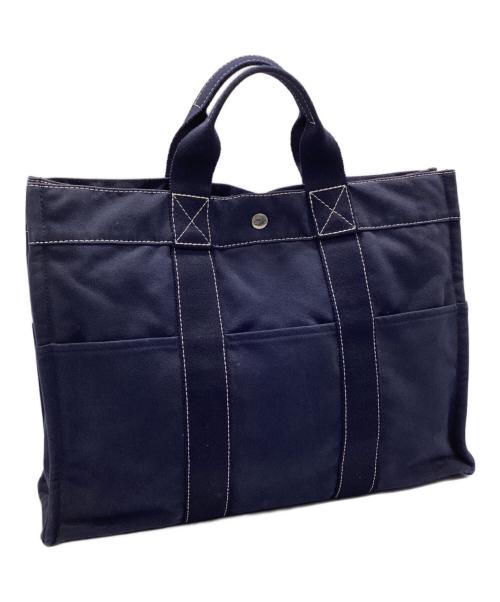 HERMES（エルメス）HERMES (エルメス) キャンバストートバッグ　ドーヴィルMM ネイビーの古着・服飾アイテム
