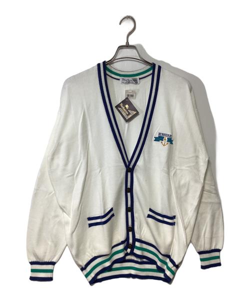 Burberry's（バーバリー）Burberry's (バーバリーズ) 厚手カーディガン ホワイト×ブルー サイズ:40の古着・服飾アイテム