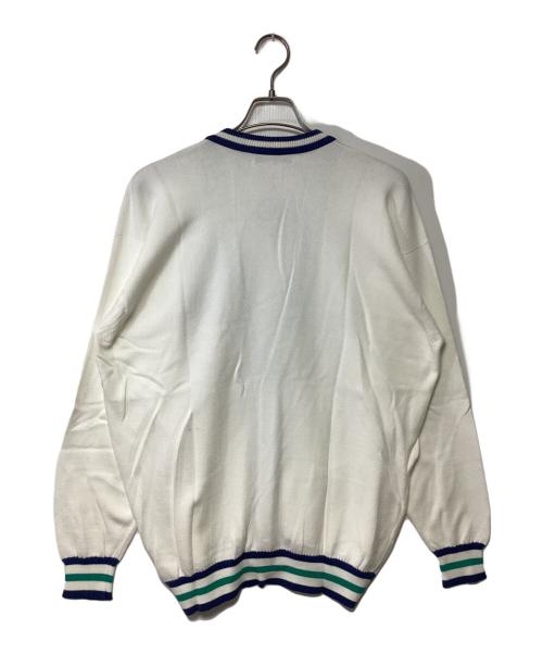 Burberry's（バーバリー）Burberry's (バーバリーズ) 厚手カーディガン ホワイト×ブルー サイズ:40の古着・服飾アイテム