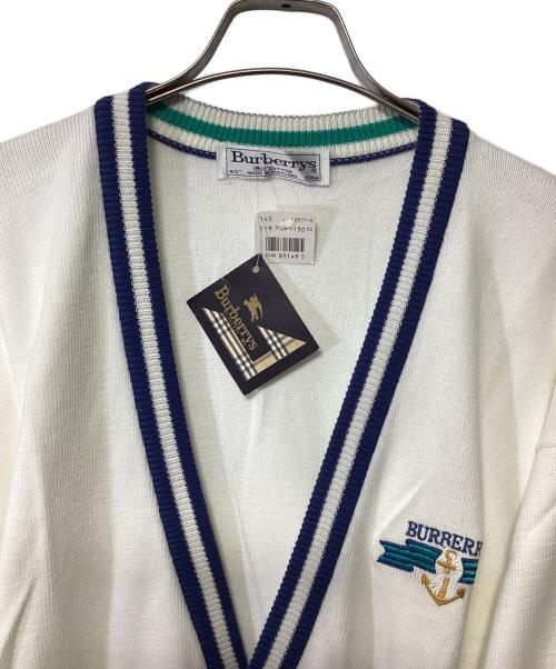 Burberry's（バーバリー）Burberry's (バーバリーズ) 厚手カーディガン ホワイト×ブルー サイズ:40の古着・服飾アイテム