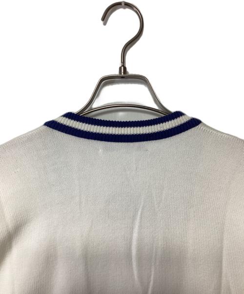 Burberry's（バーバリー）Burberry's (バーバリーズ) 厚手カーディガン ホワイト×ブルー サイズ:40の古着・服飾アイテム