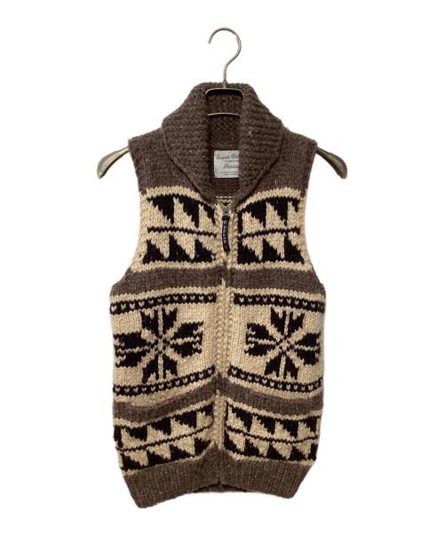 KANATA（カナタ）KANATA (カナタ) カウチンニットベスト ブラウン×ベージュ サイズ:記載なしの古着・服飾アイテム